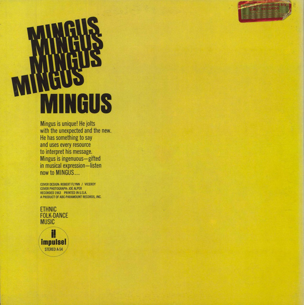 Charles Mingus Mingus, Mingus, Mingus, Mingus, Mingus US vinyl LP album (LP record)