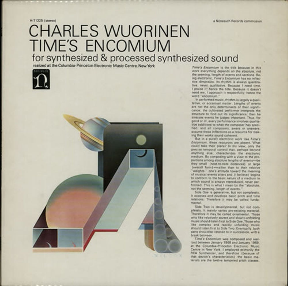 Charles Wuorinen Time's Encomium UK vinyl LP album (LP record) H-71225