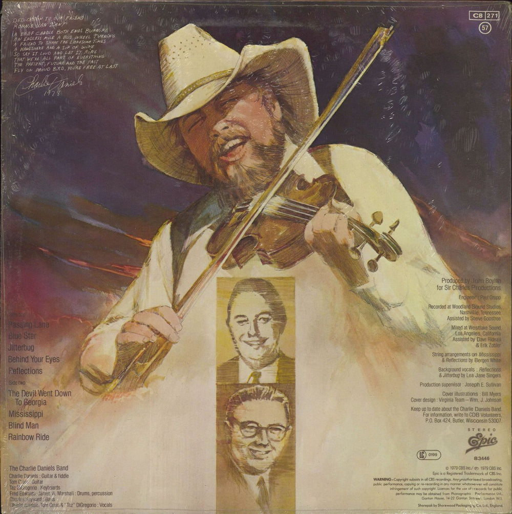 Charlie Daniels Million Mile Reflections - Shrink UK vinyl LP album (LP record)