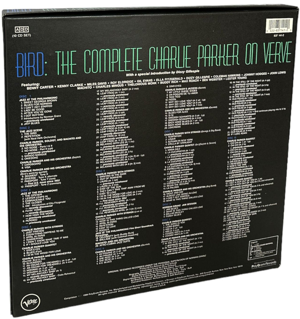 Charlie Parker Bird - The Complete Charlie Parker On Verve US CD Album Box Set