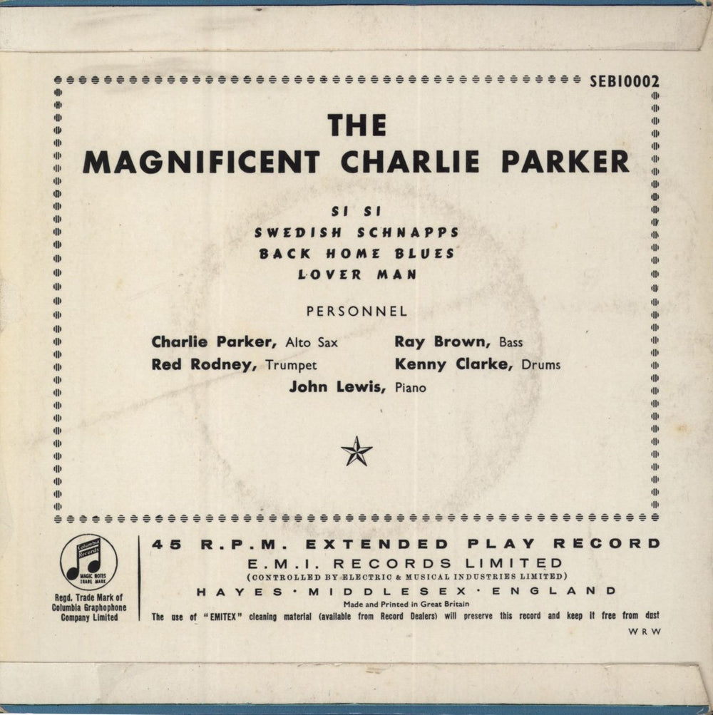 Charlie Parker The Magnificent Charlie Parker EP UK 7" vinyl single (7 inch record / 45)