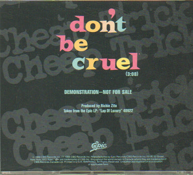 Cheap Trick Don't Be Cruel US Promo CD single (CD5 / 5") CHPC5DO658096