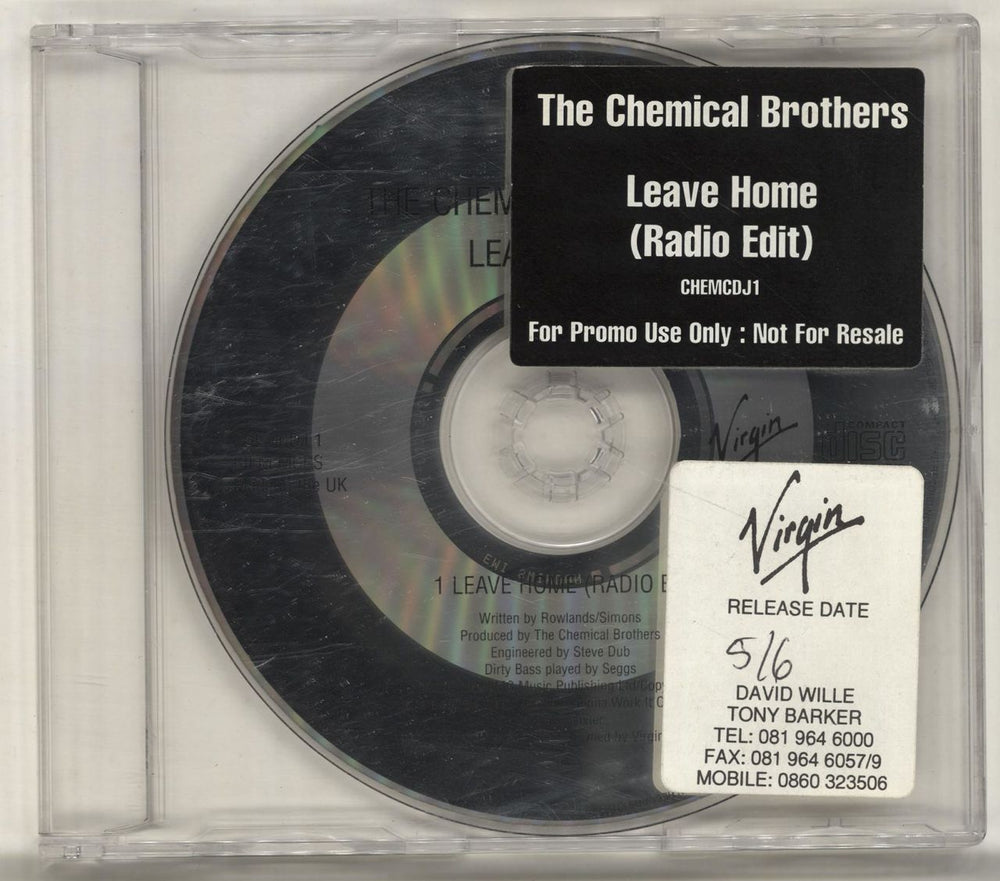 Chemical Brothers Leave Home UK Promo CD single (CD5 / 5") CHEMCDJ1