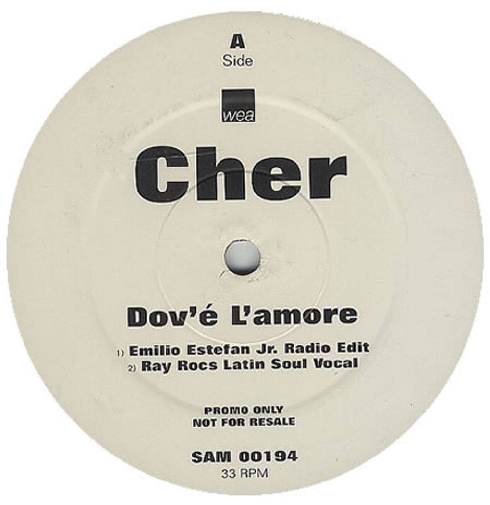 Cher Dov'e L'amore UK Promo 12" vinyl single (12 inch record / Maxi-single) SAM00194