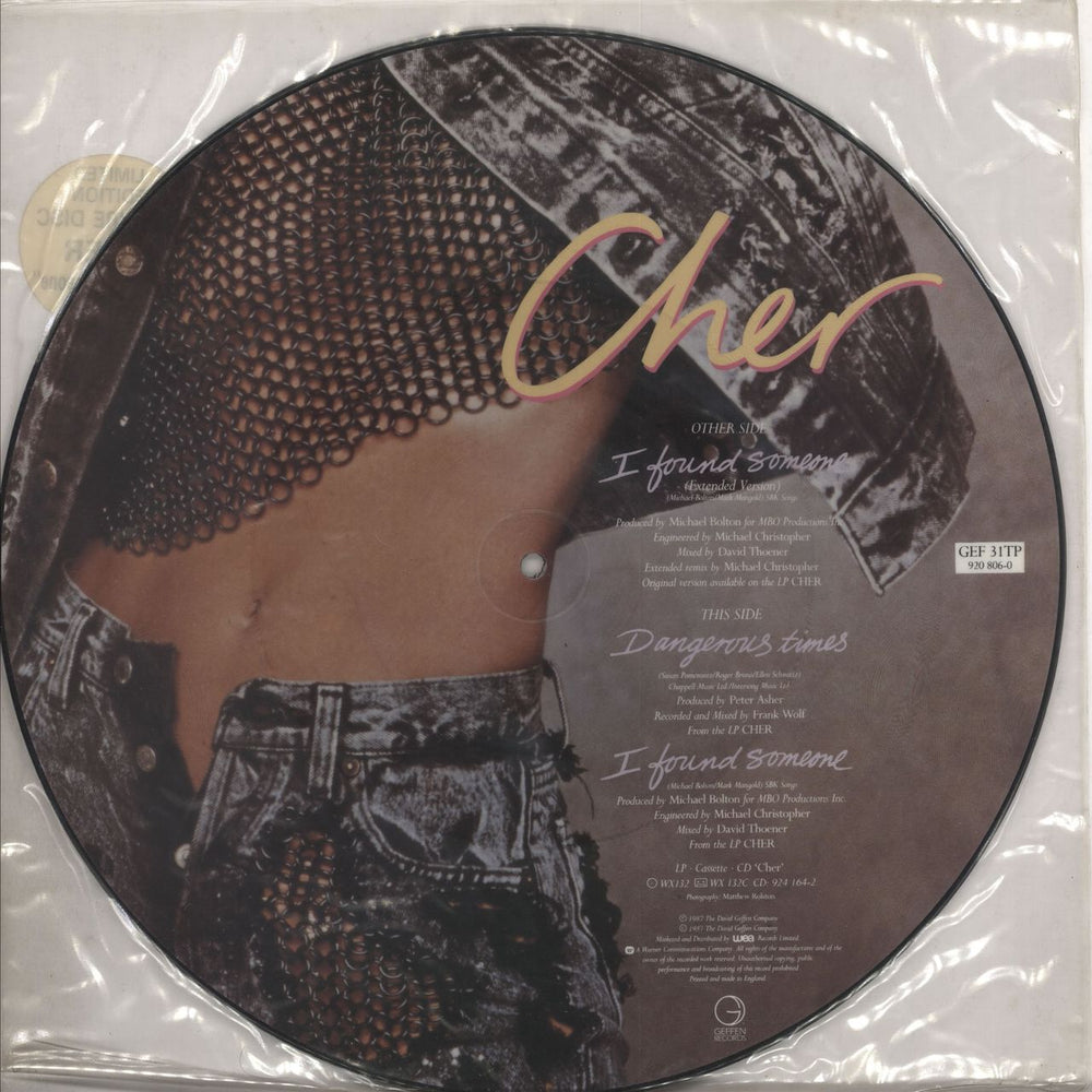 Cher I Found Someone - Stickered sleeve UK 12" vinyl picture disc (12 inch picture record)