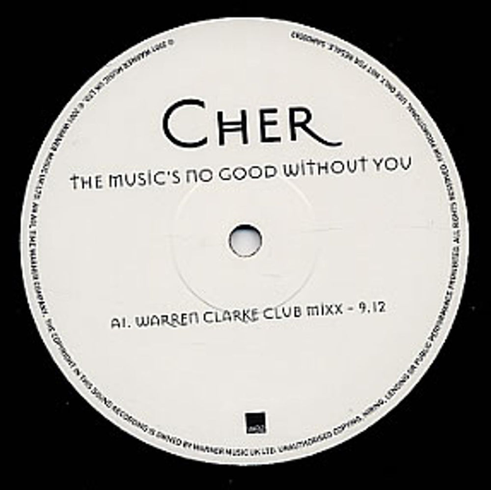 Cher The Music's No Good Without You UK Promo 12" vinyl single (12 inch record / Maxi-single) SAM00583