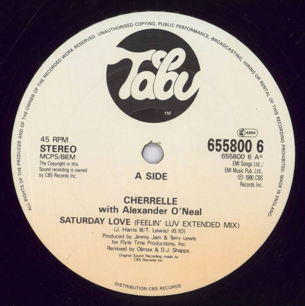 Cherrelle Saturday Love - Song Hype Stickered Sleeve UK 12" vinyl single (12 inch record / Maxi-single) HRL12SA829934