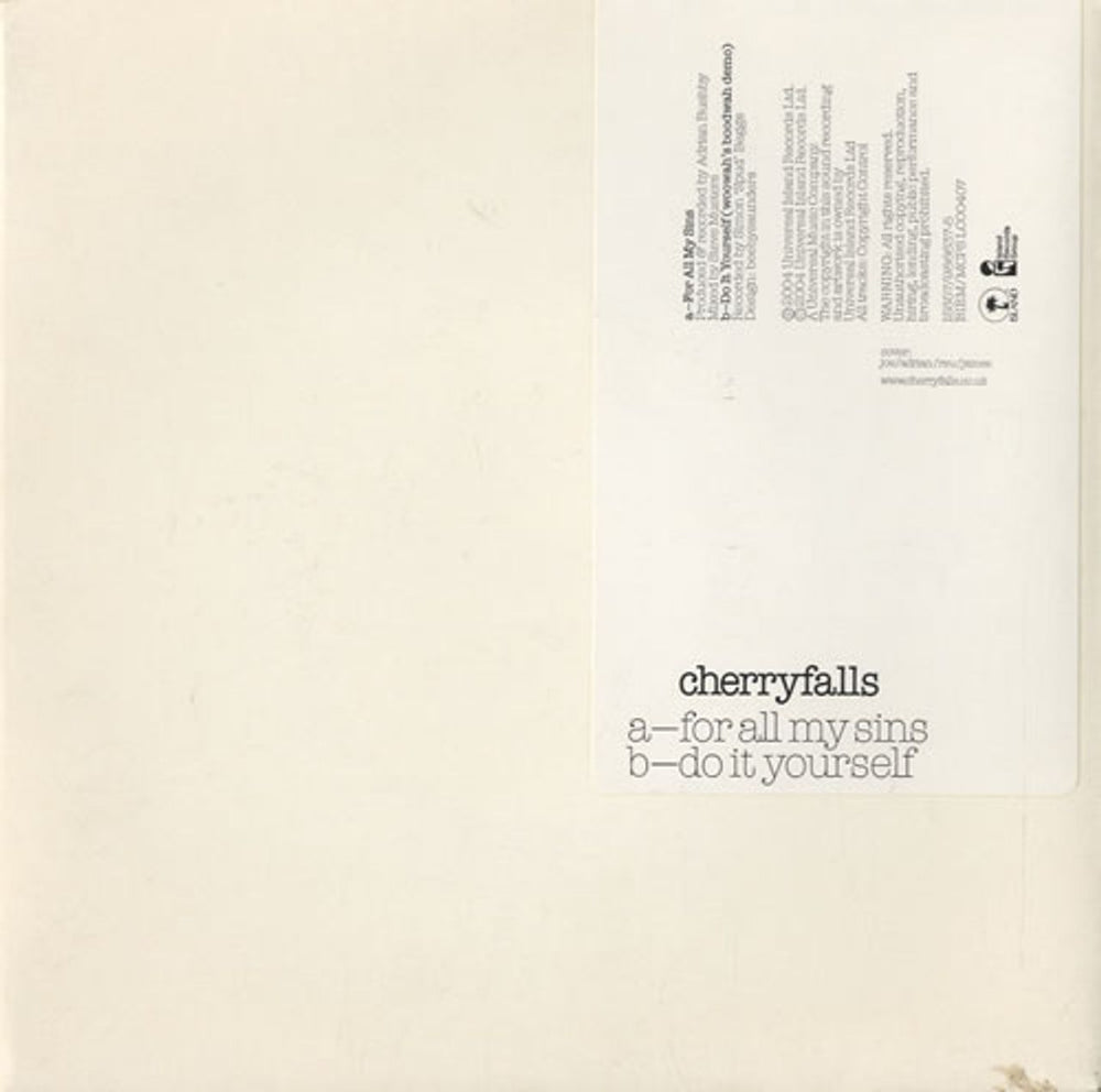 Cherryfalls For All My Sins UK 7" vinyl single (7 inch record / 45) IS857