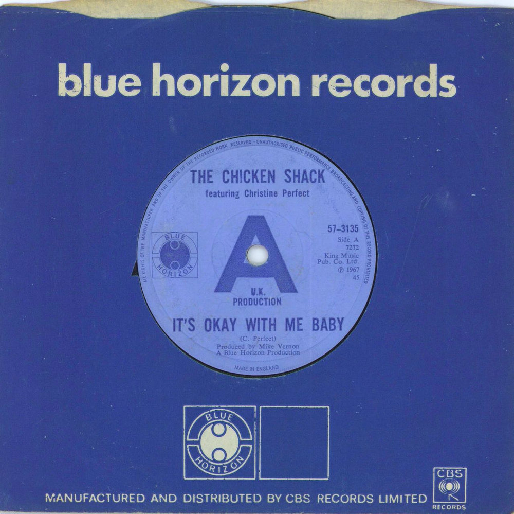 Chicken Shack It's Okay With Me Baby - 'A' label UK 7" vinyl single (7 inch record / 45) 57-3135