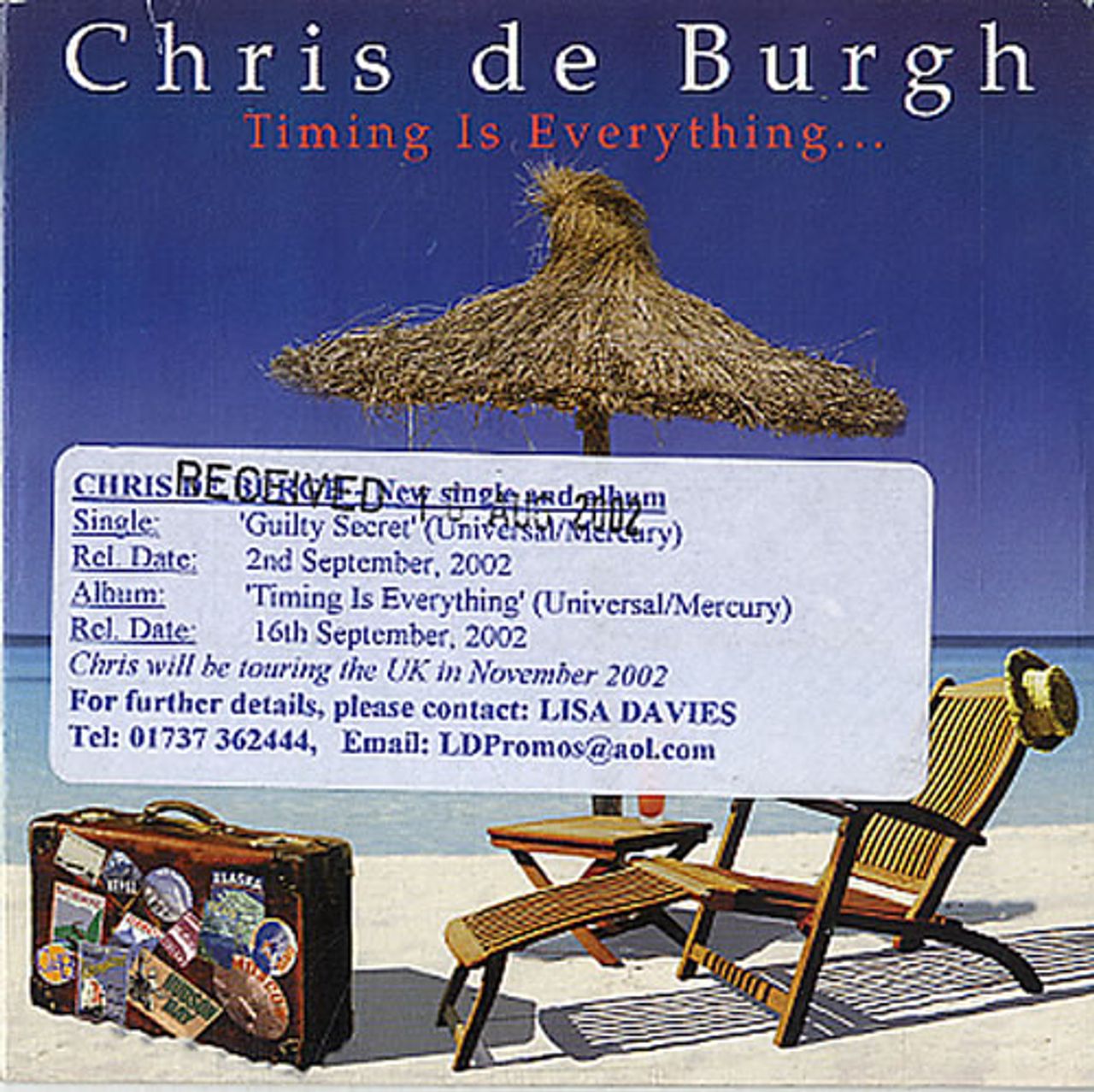 Chris De Burgh Timing Is Everything - Promo UK CD album — RareVinyl.com