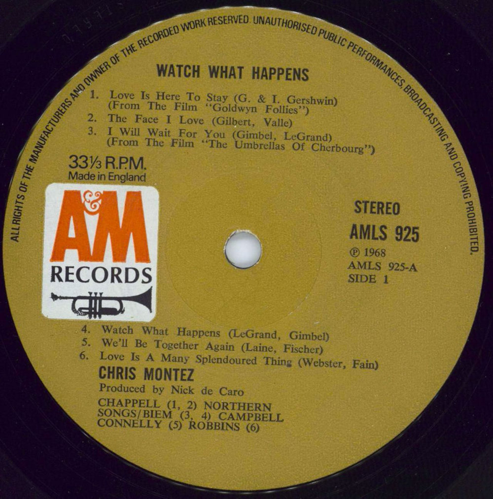 Chris Montez Watch What Happens UK vinyl LP album (LP record) CTZLPWA773454