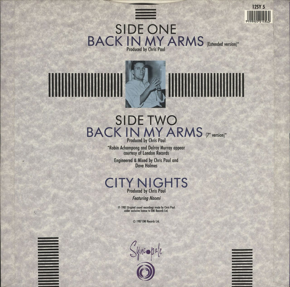 Chris Paul Back In My Arms UK 12" vinyl single (12 inch record / Maxi-single) 5099920214562