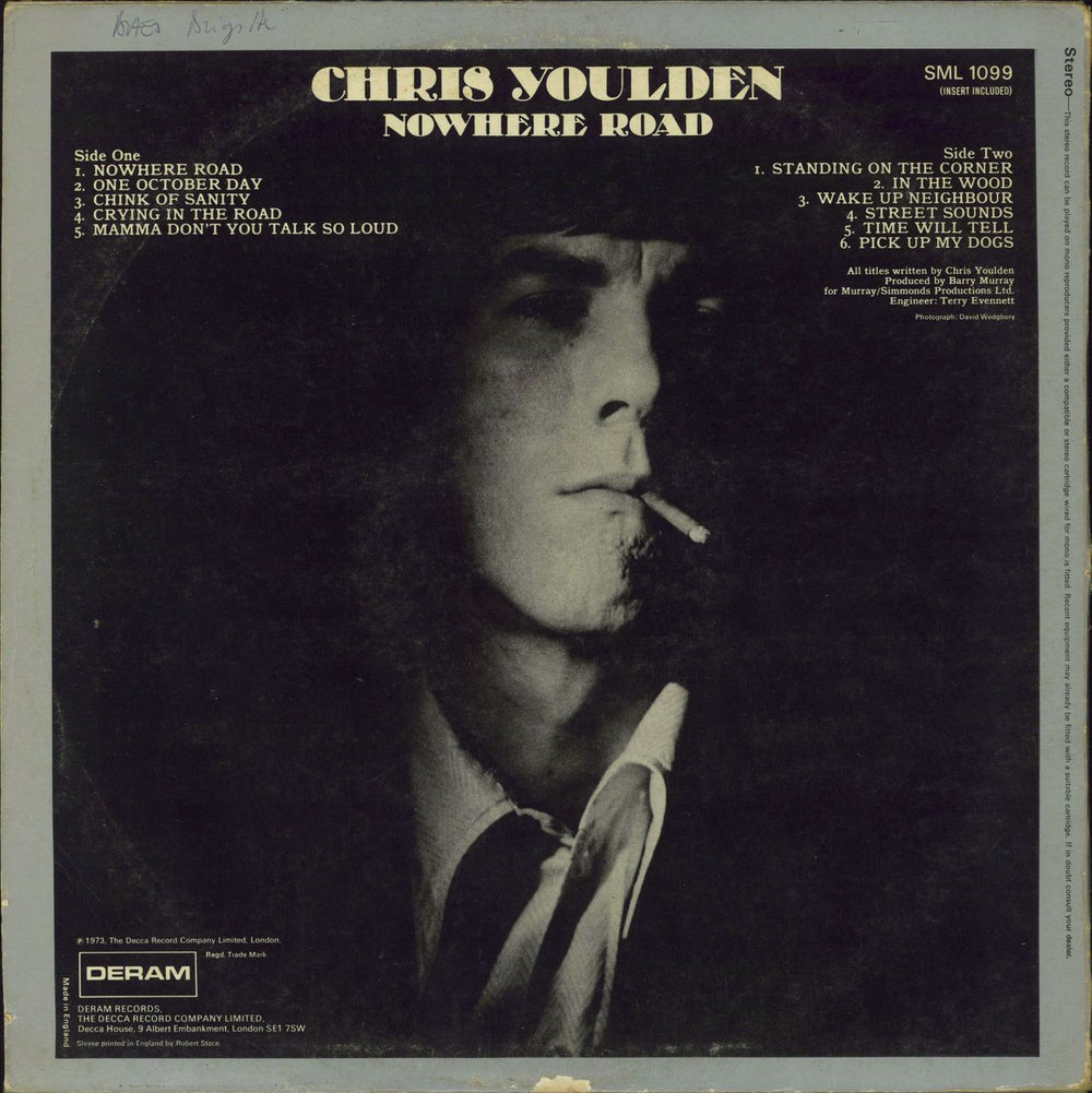 Chris Youlden Nowhere Road UK vinyl LP album (LP record)