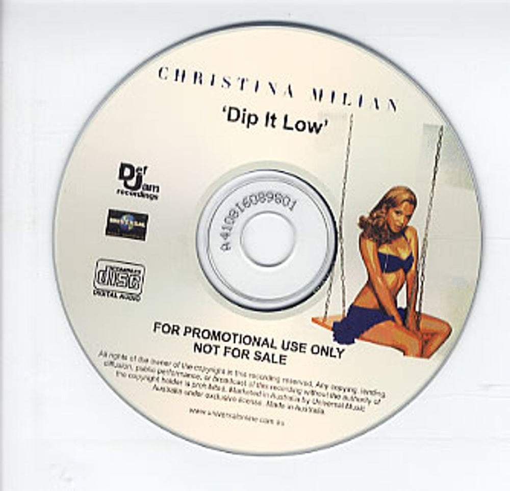 Christina Milian Dip It Low Australian Promo CD-R acetate CDR ACETATE