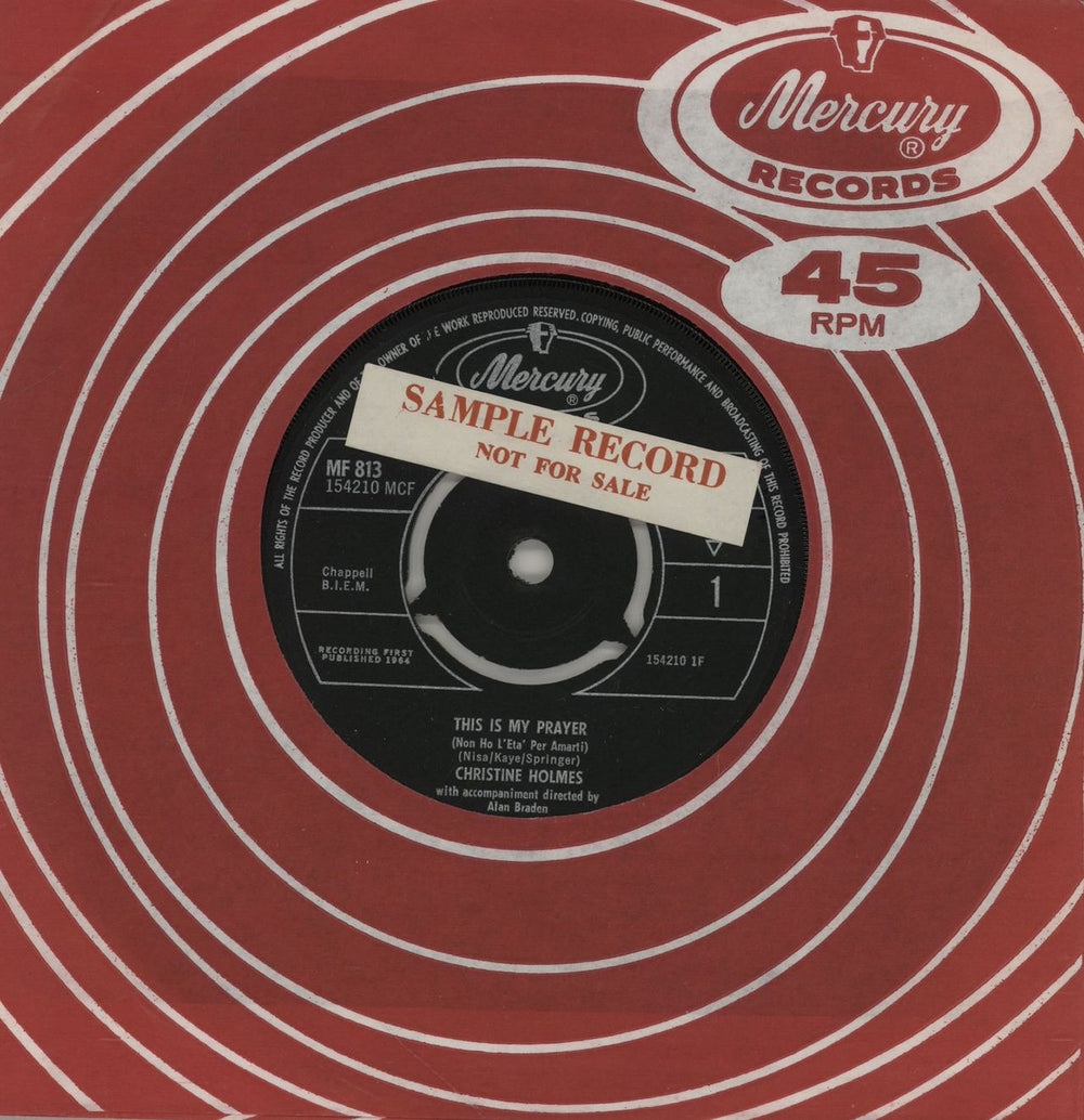 Christine Holmes This Is My Prayer - sample stickered UK 7" vinyl single (7 inch record / 45) MF813