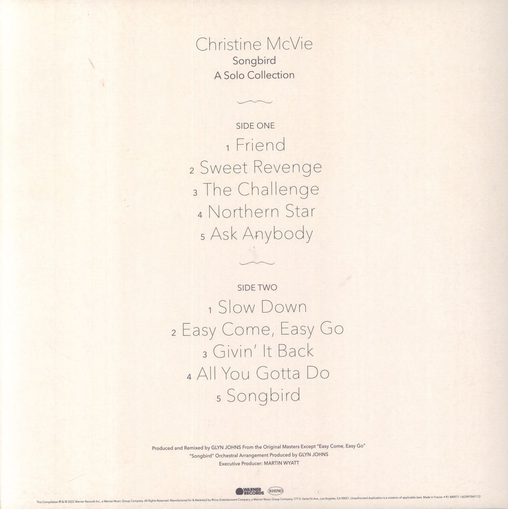 Christine McVie Songbird: A Solo Collection - Sea Foam Green Vinyl UK vinyl LP album (LP record) 081227882976