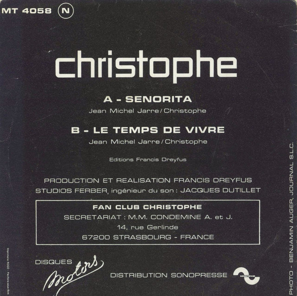 Christophe Señorita French 7" vinyl single (7 inch record / 45)