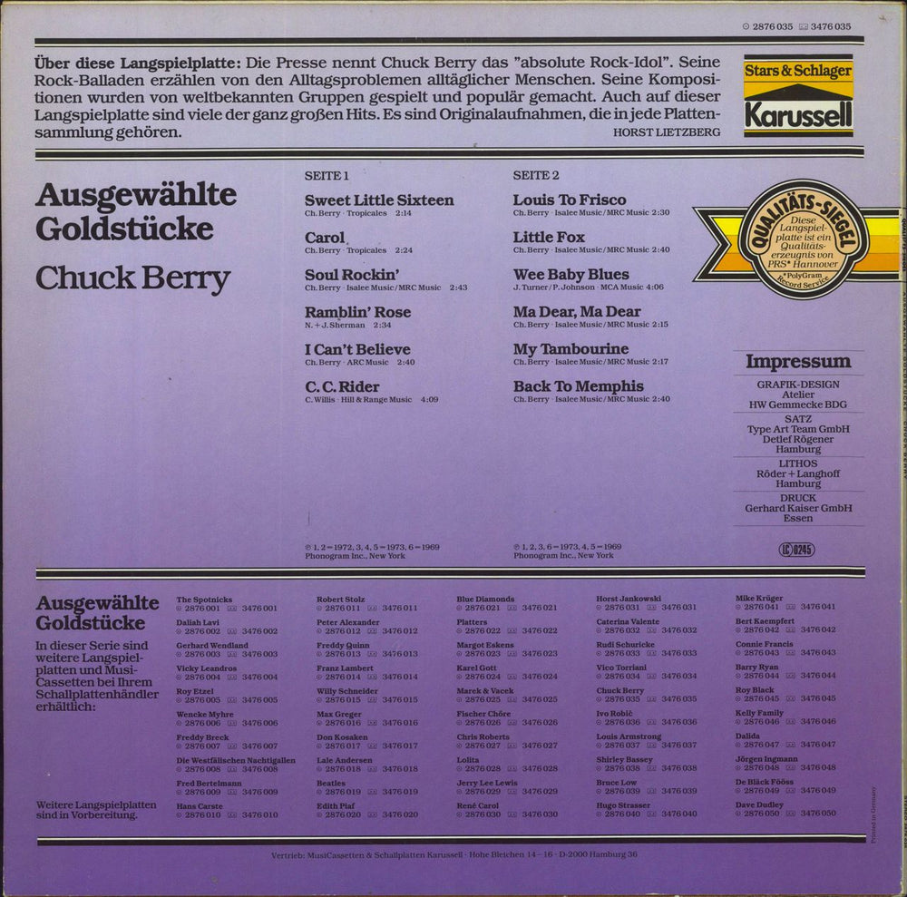 Chuck Berry Chuck Berry German vinyl LP album (LP record)