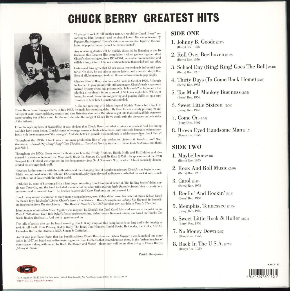 Chuck Berry Greatest Hits - 180gm UK vinyl LP album (LP record) 5060397601421