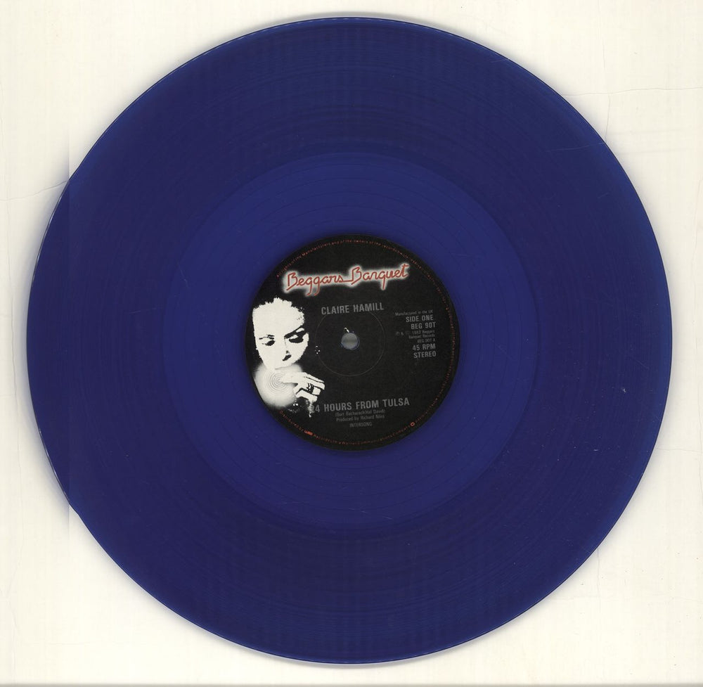 Claire Hamill 24 Hours From Tulsa - Blue Vinyl UK 12" vinyl single (12 inch record / Maxi-single) CLM12HO418700