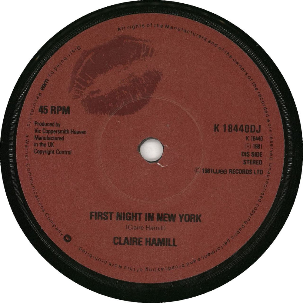 Claire Hamill First Night In New York UK Promo 7" vinyl single (7 inch record / 45) CLM07FI730414