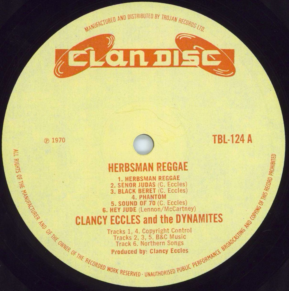 Clancy Eccles Allstars Herbsman Reggae UK vinyl LP album (LP record) 26BLPHE805606