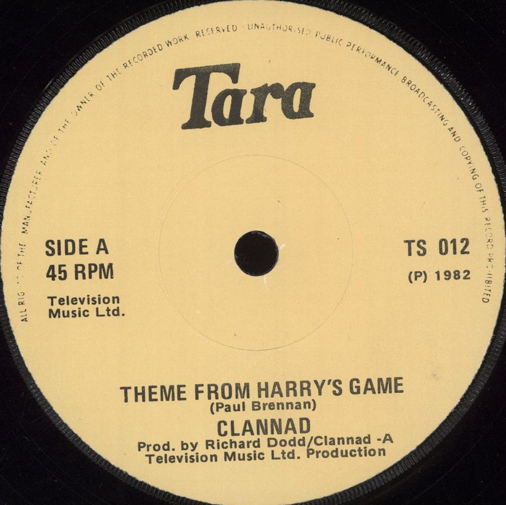 Clannad Theme From Harry's Game Irish 7" vinyl single (7 inch record / 45) CLN07TH718320