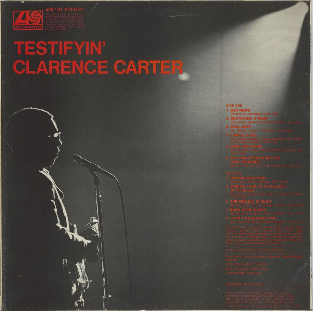 Clarence Carter Testifyin' UK vinyl LP album (LP record)