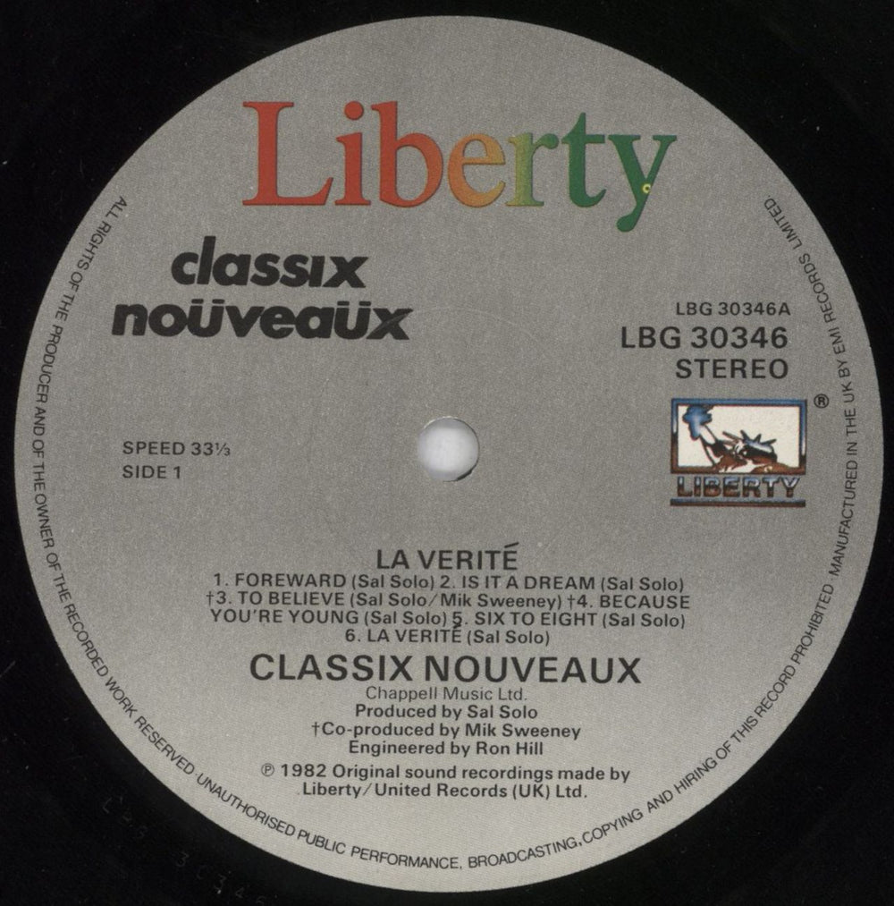 Classix Nouveaux La Verite - Sample sticker UK vinyl LP album (LP record) CLXLPLA819028