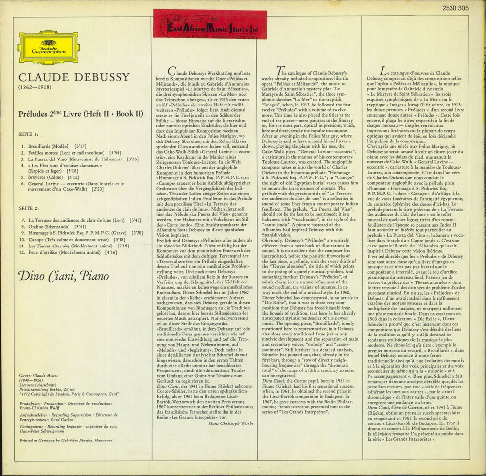 Claude Debussy Claude Debussy: Préludes, 2ème Livre UK vinyl LP album (LP record)