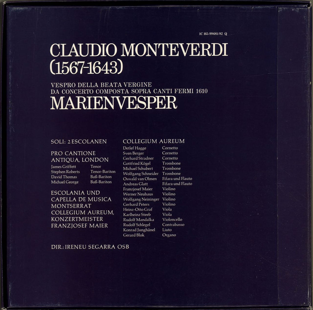 Claudio Monteverdi Vespro Della Beata Vergine 1610 UK Vinyl Box Set