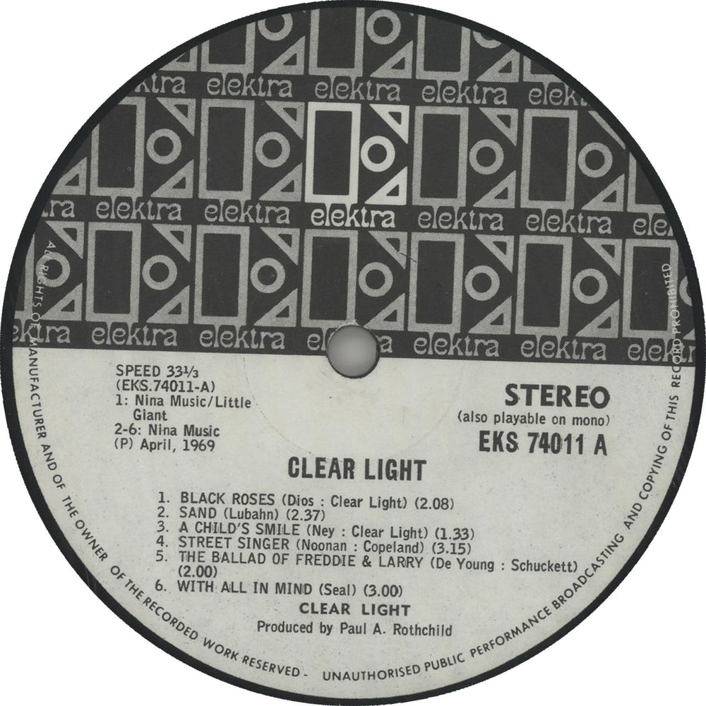 Clear Light Clear Light South African vinyl LP album (LP record)