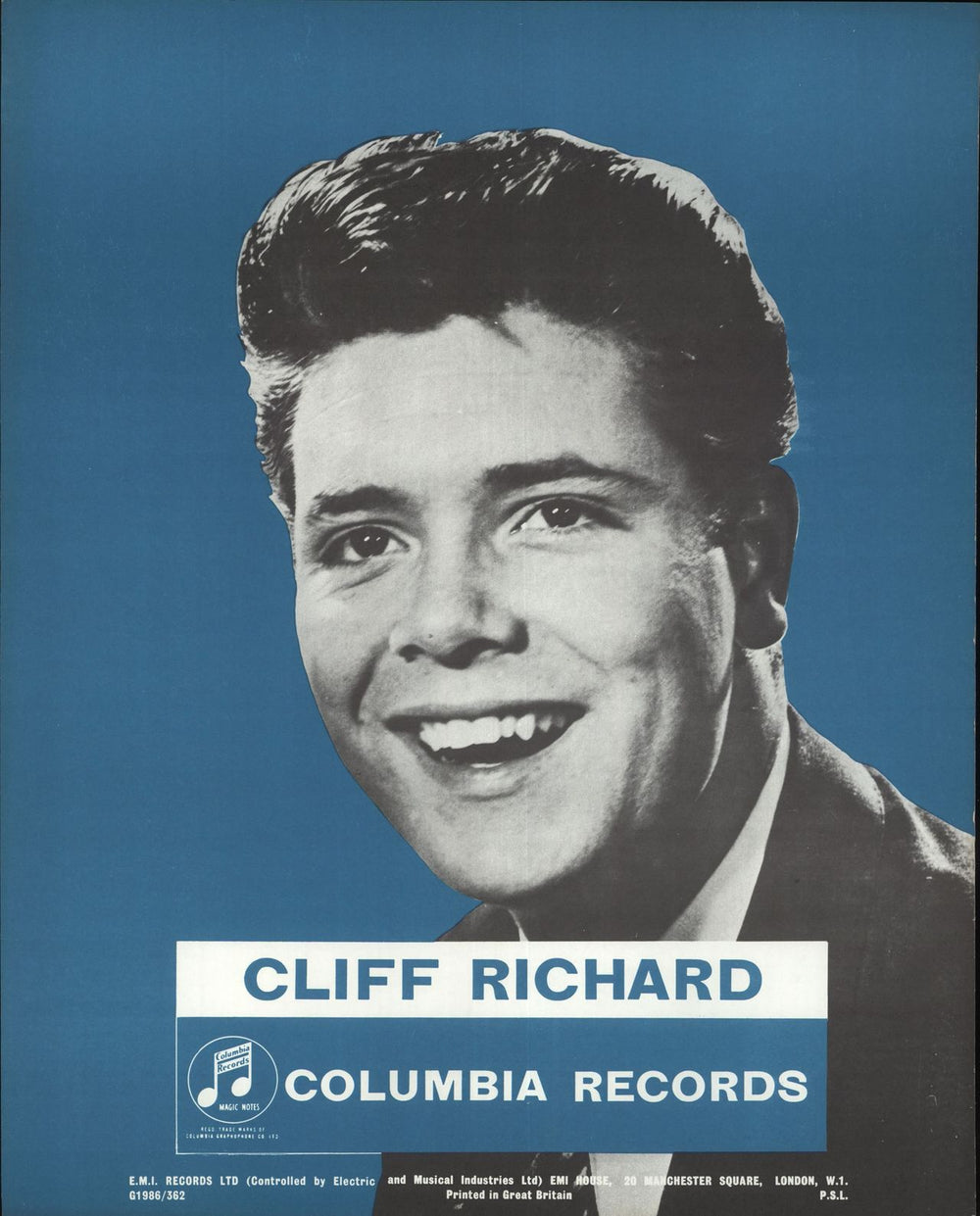 Cliff Richard Cliff Richard On Columbia Records UK Promo poster POSTER