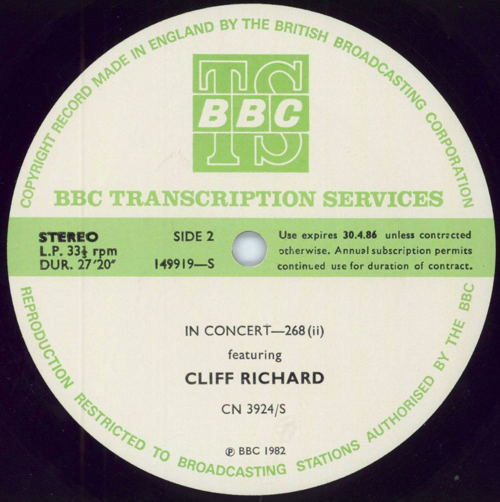 Cliff Richard In Concert 268 UK Promo vinyl LP album (LP record) RICLPIN796649