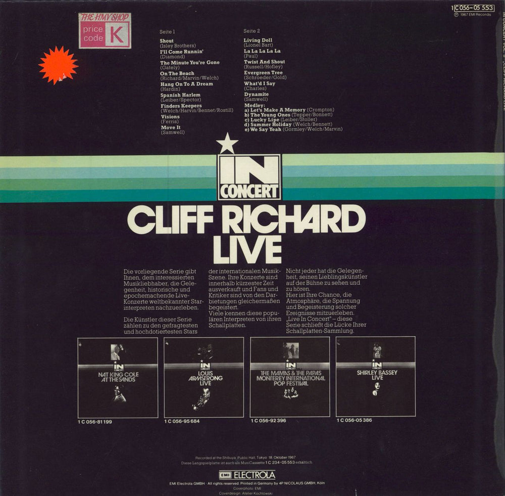 Cliff Richard Live German vinyl LP album (LP record)