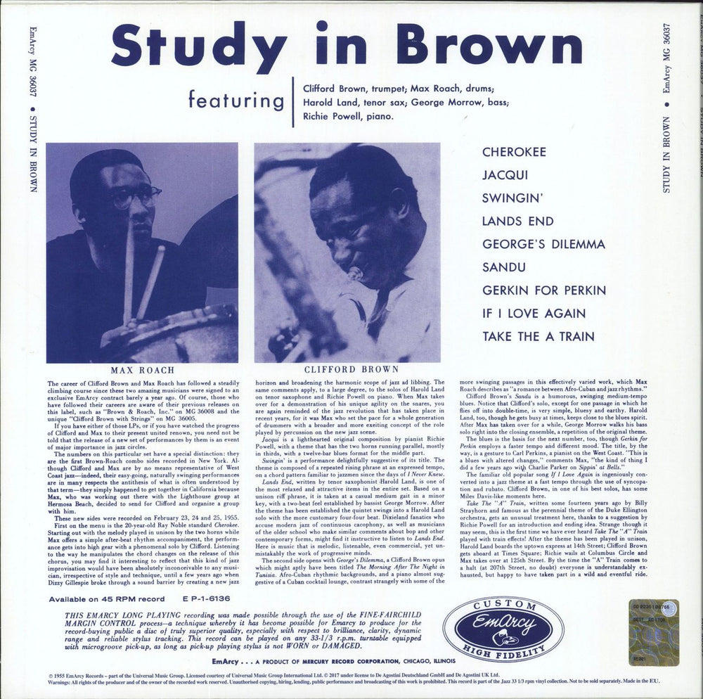 Clifford Brown & Max Roach Study In Brown UK vinyl LP album (LP record)