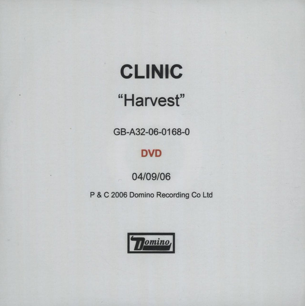 Clinic Harvest UK Promo promo DVD-R DVD-R