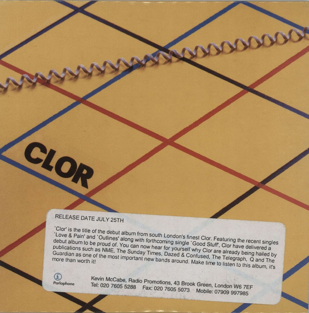 Clor Clor UK Promo CD album (CDLP) REG122CDDJ