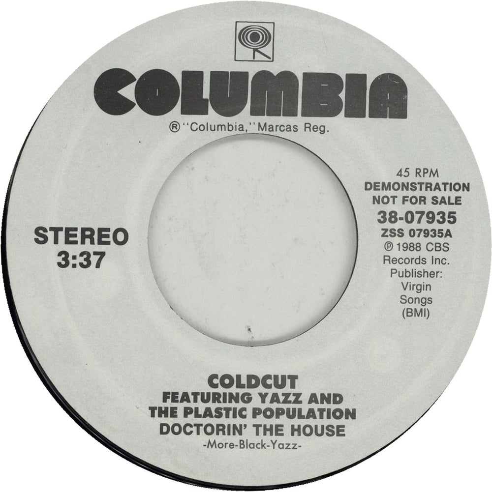 Coldcut Doctorin' The House - White Label UK Promo 7" vinyl single (7 inch record / 45) CCU07DO643770