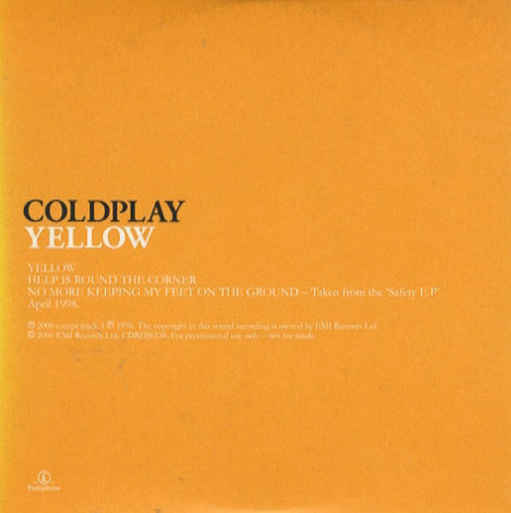 Coldplay Yellow UK Promo CD single (CD5 / 5") CDRDJ6538