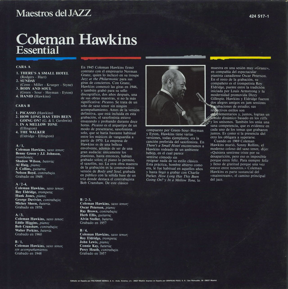 Coleman Hawkins The Essential Spanish vinyl LP album (LP record)