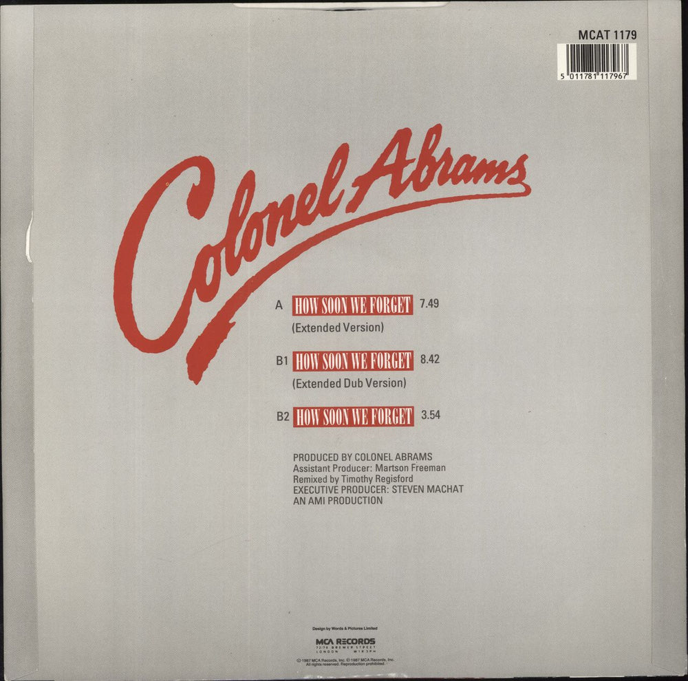 Colonel Abrams How Soon We Forget UK 12" vinyl single (12 inch record / Maxi-single) 5011781117967