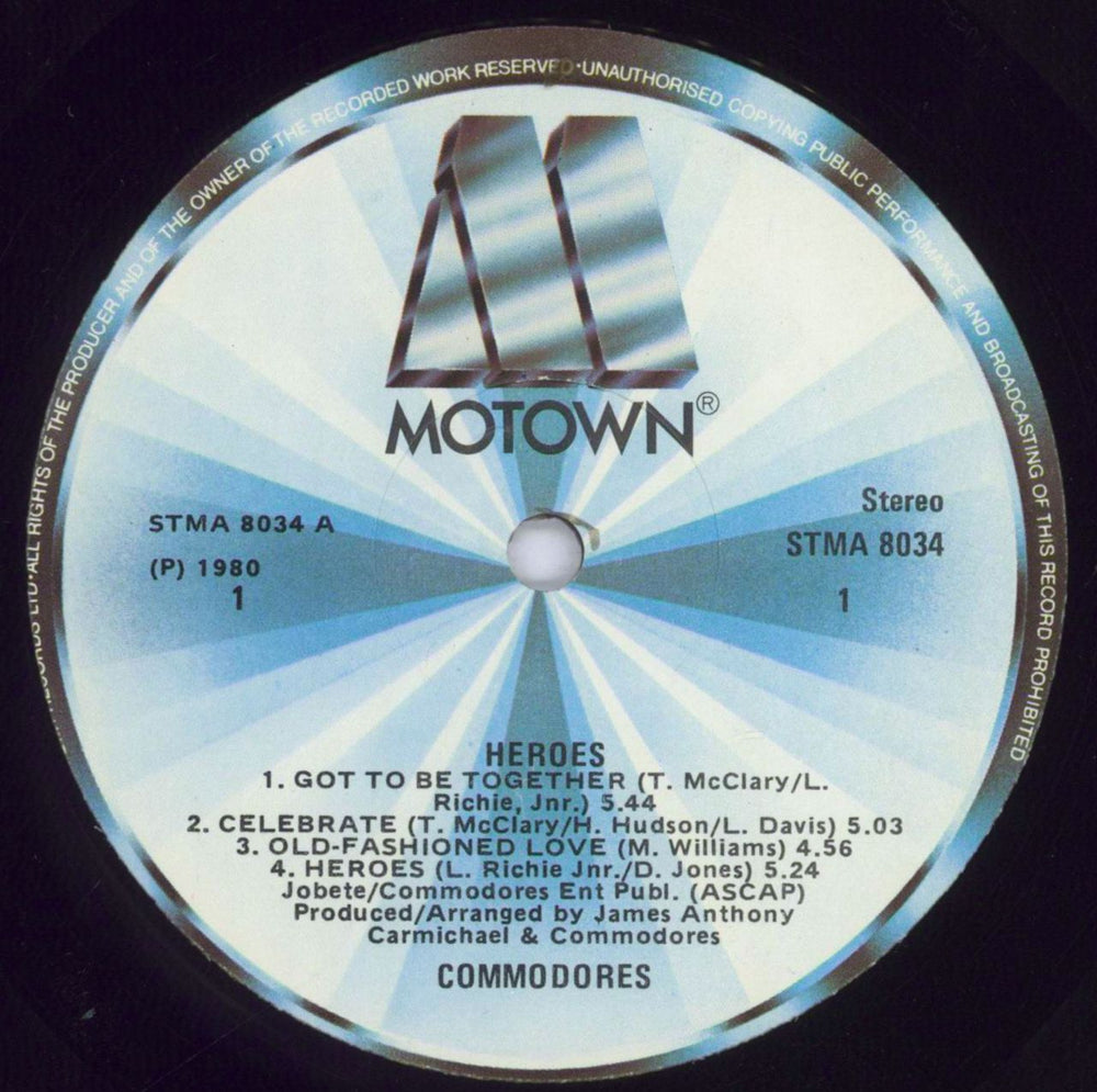 Commodores Heroes UK vinyl LP album (LP record) CMMLPHE831865
