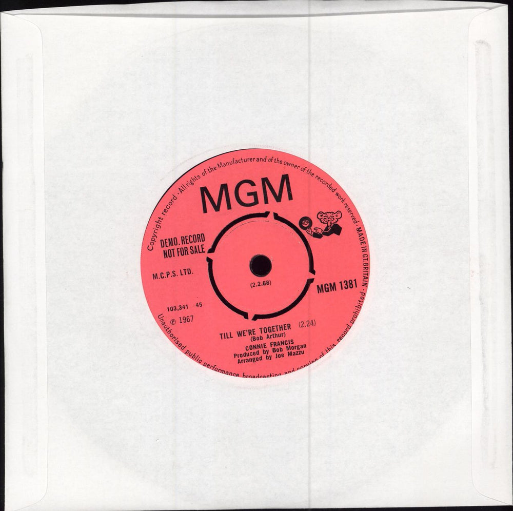 Connie Francis My World Is Slipping Away - A Label UK Promo 7" vinyl single (7 inch record / 45)