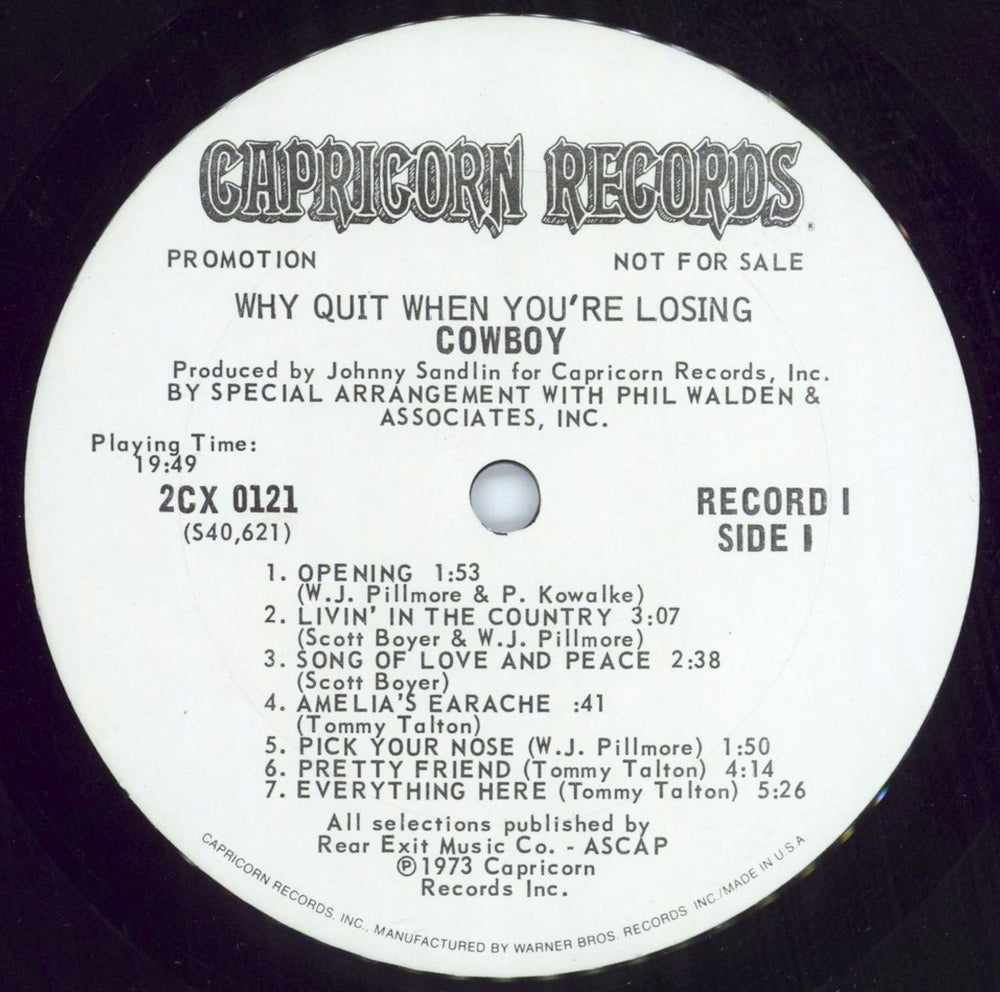 Cowboy Why Quit When You're Losing - Promo US Promo 2-LP vinyl record set (Double LP Album) CC-2LWH781479