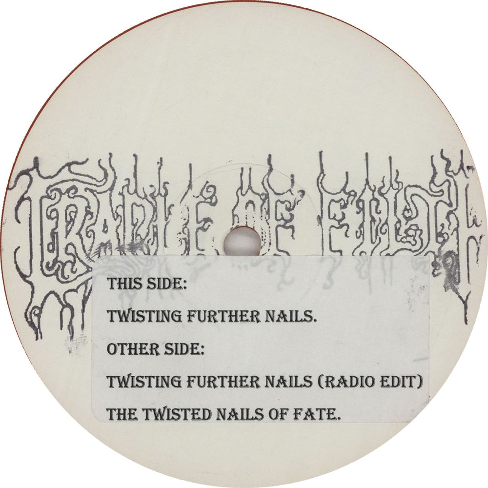 Cradle Of Filth Twisted Nails Of Fate - Red Vinyl UK Promo 12" vinyl single (12 inch record / Maxi-single) DOF12TW148944