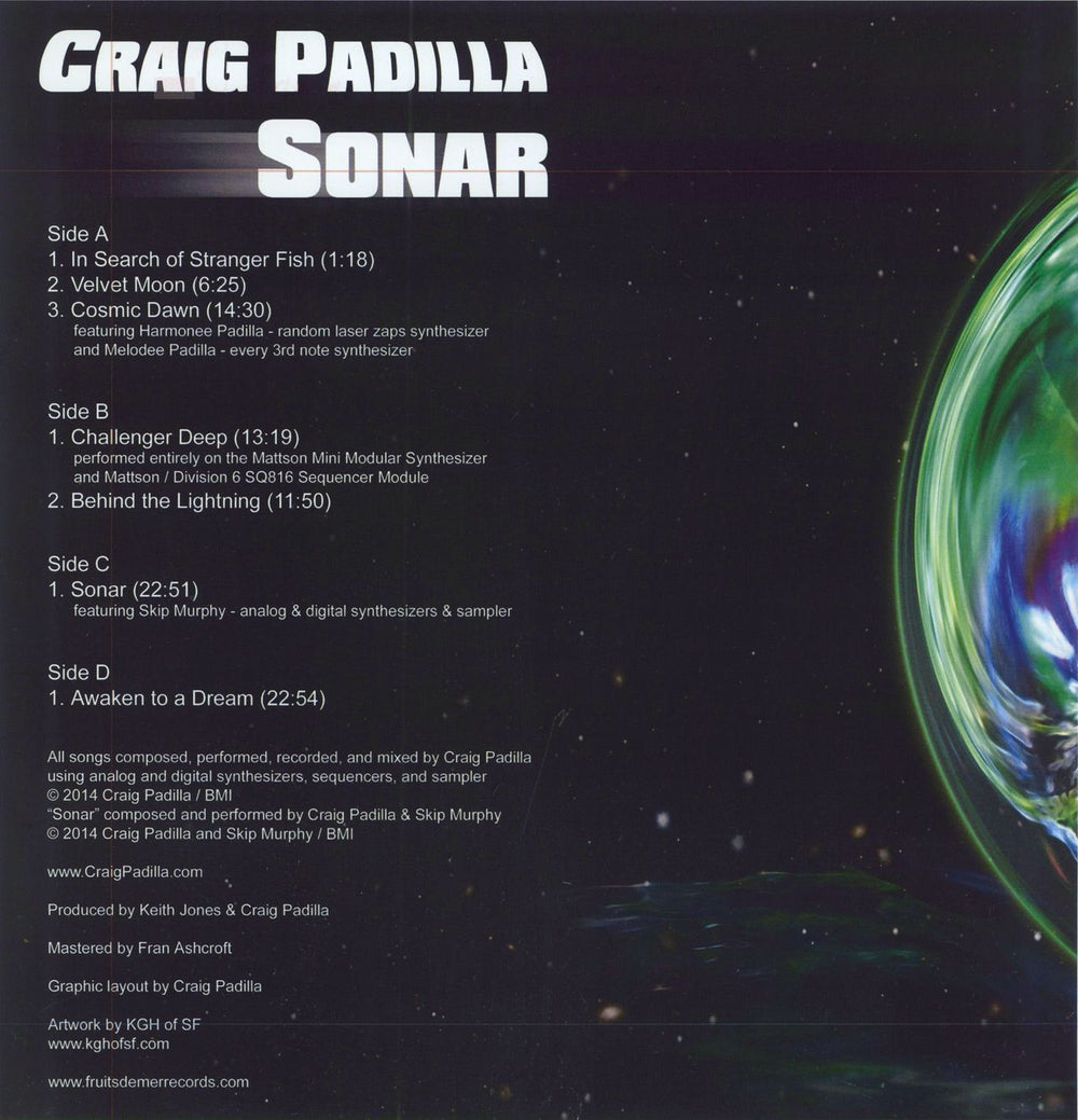 Craig Padilla Sonar - White Label Test Pressing UK 2-LP vinyl record set (Double LP Album)