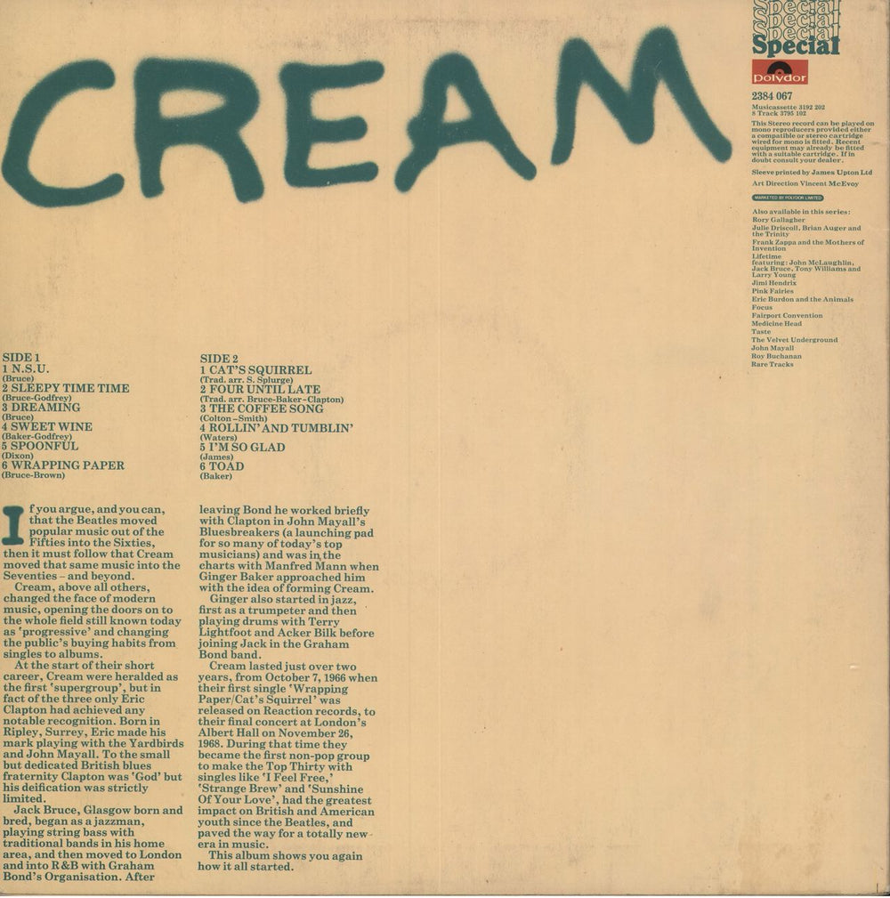 Cream Cream - 2nd UK vinyl LP album (LP record)