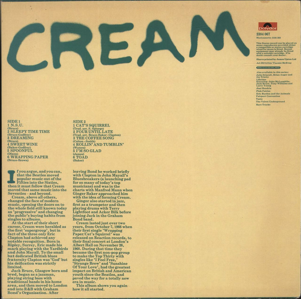 Cream Cream - 3rd UK vinyl LP album (LP record) CRMLPCR66633