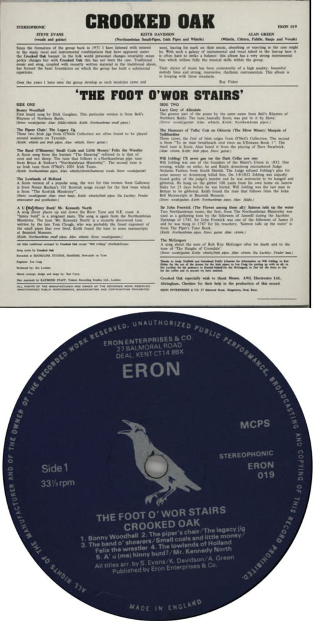 Crooked Oak The Foot O'Wor Stairs UK vinyl LP album (LP record) F2OLPTH609484